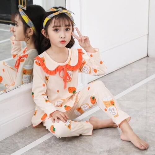 Jxmyyc Spring Pajamas for Teen Girls Long Sleeve Kids Fall Clothes Doll Collar Children Pajama Set Polyester Baby Homewear Suit