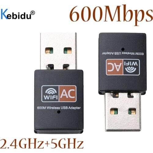 Kebidu 2.4GHz 5GHz 600mbps USB Wifi Adapter Wireless Network Card Wifi Antenna For Windows XP/Vista/7/8/8.1/10 Mac