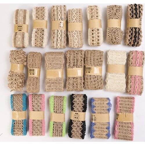 2m 3.5/4cm Width Natural Jute Burlap Roll Ribbon Vintage Warrping Linen Rope Wedding Party Gift Box Decoration DIY Crafts