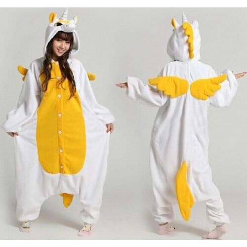 Hot Sales Unisex Fleece Lovers Couples Animal Pajamas Cartoon Hooded Cosplay Pajama Costume Adult Unicorn Pajama Sleepwear