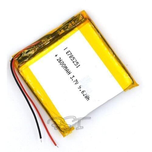 3.7V Lithium Battery Li-polymer Rechargeable Cell Li-ion Polymer 785251 2600mAh For PSP Navi GPS MP3 MP4 Speaker Camera