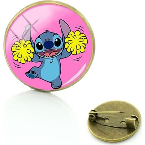 Disney Dancing Stitch Brooch Fashion Taste Clothes Hat Accessories Badge Glass Cabochon Brooch Pin Bag Jewelry Send A Friend