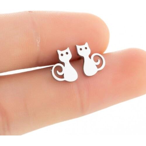 Cute Black Cat Pussy Kitten Stud Earrings Fashion Animal Pet Jewelry For Women Girls Teens Gift Decoration Brincos Feminine