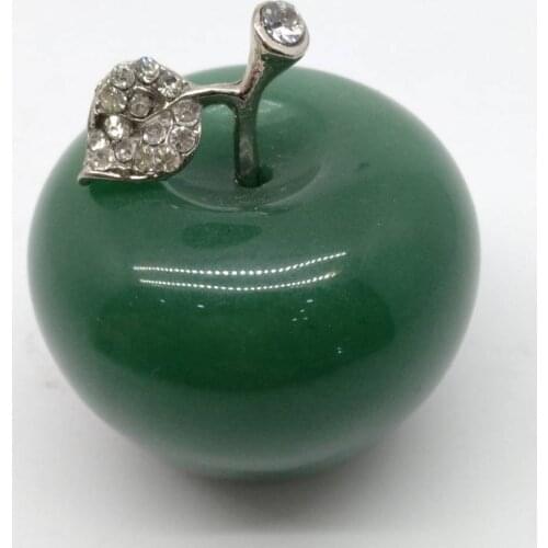 Natural Green Aventurine Crystal Apple Figurine Paperweight Craft Decoration