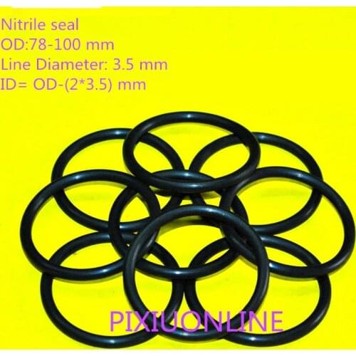 10PCS YT943 Nitrile O-Rings Rubber Gasket/Backup Ring/Joint Ring Nitrile seal OD(78-100 mm)* Line Diameter 3.5 mm NBR