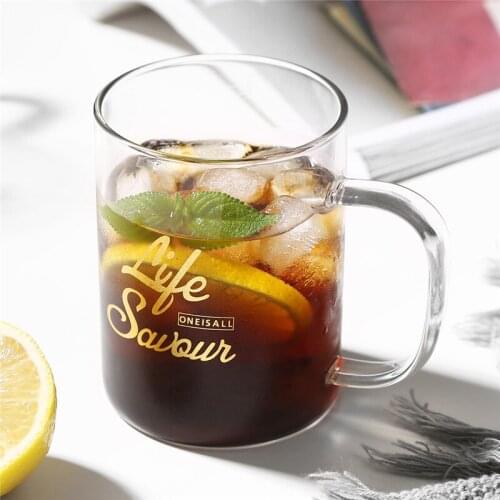 Oneisall Glass Mug Cup Coffee Milk Beer Tea Mugs Travel Cola Cups Travel Tumbler Cute Tazas 400ml 700ml Mug Double Wall Glass