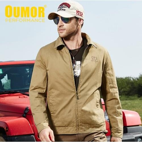 Oumor Men 2019 Autumn Brand New Casual Outdoor Cotton Jackets Coat Men Outwear Solid Military Loose Fit Cargo Jackets Plus Size