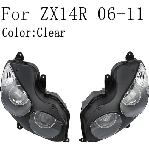Motorcycle Front Headlight Lamp Assembly For Kawasaki Ninja ZX-14R 2006 2007 2008 2009 2010 2011 Clear Lens