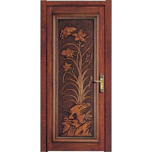 Luxury Carving Designs Thai Oak Interior Single Solid Wood Door B22
