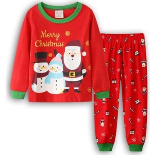 Retail! Christmas Kids Pajama Suits High Quality Girls Sleepwear 2-7Yrs Baby Boys Pyjamas Homewear Children Clothing Sets