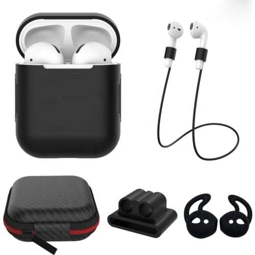 Silicone Case Cover Earphone Pouch Anti Lost magnetic Strap Holder Eartips Carabiner Buckle for Apple AirPods Accessories Pack