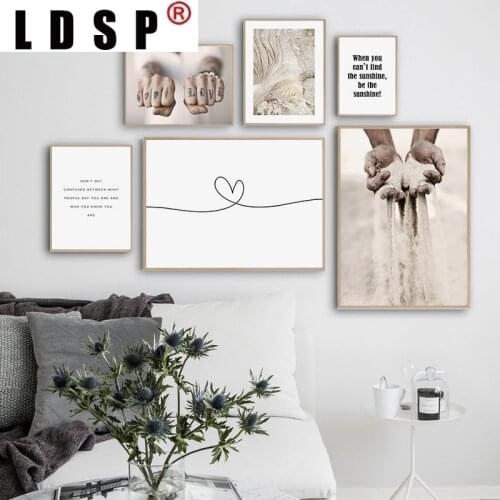 LDSP Modern Living Home Decoration Nordic Motivational Quotes Sand Hand Bohemia Canvas Painting Wall Art Print Poster Picture
