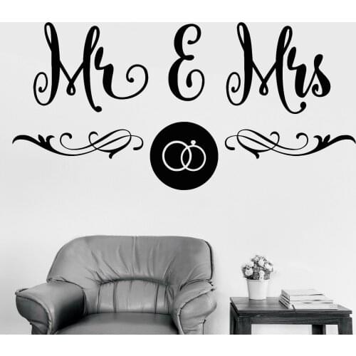 Vinyl Wall Sticker Wall Decals Mr Mrs Wedding Boutique Bedroom Design Stickers Room Decoration Wall Stickers Home DecorLX248