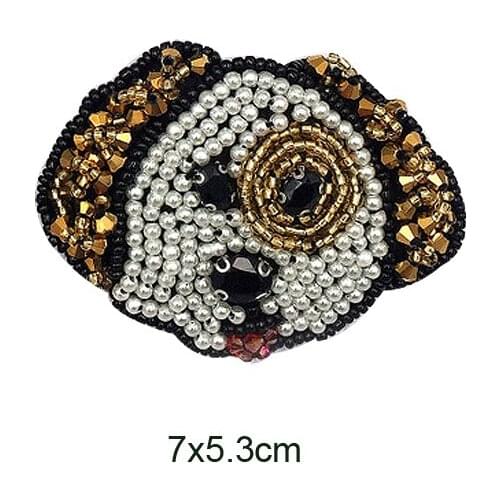 Beaded Rhinestone Dog Patch for Clothing Sewing on Beading Crystal Applique Clothes Bags DIY Decorative Animal Patch Brooch