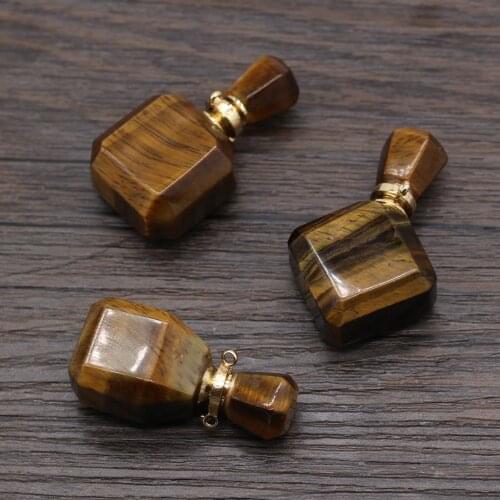 High Quality Natural Semi-precious Tiger Eye Stone Perfume Bottle Pendant Semi-Precious for Jewelry Making Necklace Accessories