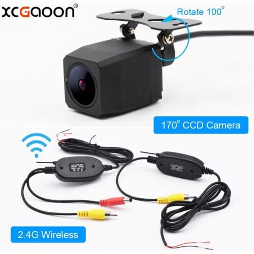 XCGaoon Q1 CCD Car Rear View Camera 170 Degree Wide Angle Waterproof with 2.4G Wireless Transmitter Receiver Module adapter