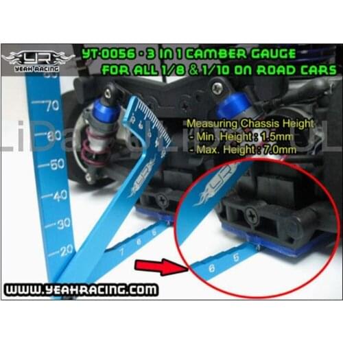 Yeah Racing 3 in 1 Camber Gauge Metal Set Up Tool chassis Suspension Wheel Camber Ride Height YT-0056 1/8 1/10 RC Car Tools
