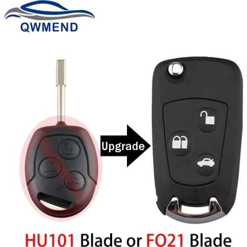BHKEY Replacement Car Remote Key Shell for Ford Mondeo Focus 2 3 Festiva Fiesta HU101/FO21 Blade Smart Car Key Fob Case