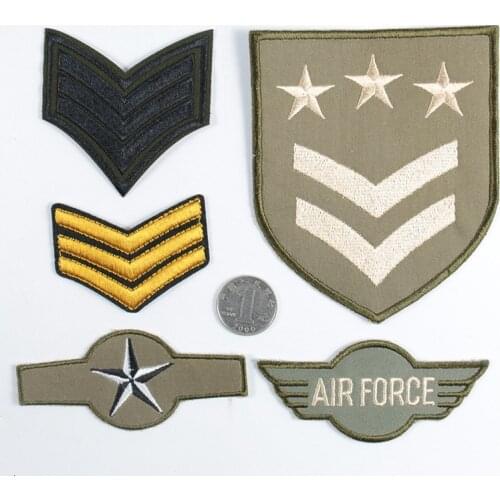 Golden Shield Star Embroidery Iron on Patches for Clothing Military Stickers Stripes Appliques on Backpack Silver Wing Badges