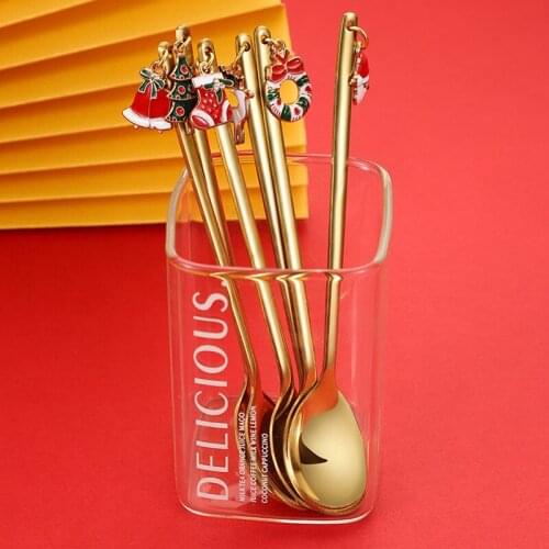 2020 New Coffee Spoon Creative Christmas Spoon Stainless Steel Spoon Mixing Spoon Bar Spoon Holiday Western Tableware