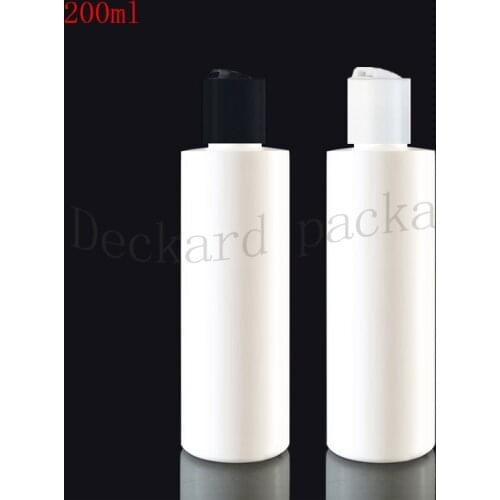 30pc 200ml Disc top Cap white bottle Empty Plastic Travel Bottle PET Lotion Bottle travel size plastic empty bottles for Shampoo