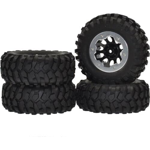 4PCS 1.9" Rubber Tires/Tyres (96mm) & Metal Beadlock Wheel Rims for Axial SCX10 D90 Tamiya CC01 1/10 RC Rock Crawler Car