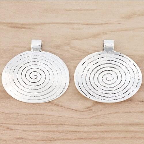 5 Pieces Large Spiral Swirl Oval Charms Pendants for Necklace Jewellery Making Findings 45x43mm