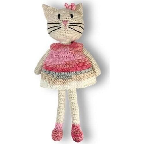 Amigurumi Hand-Knitted Toy Cat Pembiş 20 cm