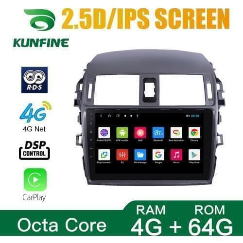 Octa Core 1024*600 Android 10.0 Car DVD GPS Navigation Player Deckless Car Stereo for Toyota COROLLA 2007-2013 Radio Headunit
