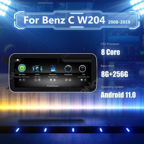 8+256GB Android 11.0 Snapdragon 662 car radio GPS For Mercedes Benz C Class GLC V Class W204 C180 2008-2019 multimedia player