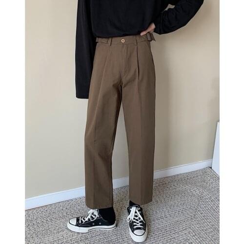 Wide-leg Pants Mens Fashion Business Society Mens Suit Pants Korean Version Of Loose Casual Straight Pants Mens Dress Trousers