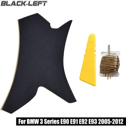 Interior Door Handle Hand Sewing Cover Micro Leather Door Panel Pull Handle Cover Frame for BMW 3 Series E90 E91 2005-2012