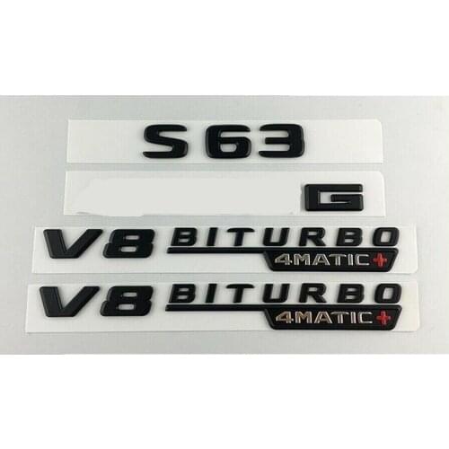 Black S63 for AMG V8 BITURBO 4MATIC+ Trunk Fender Badge Emblems