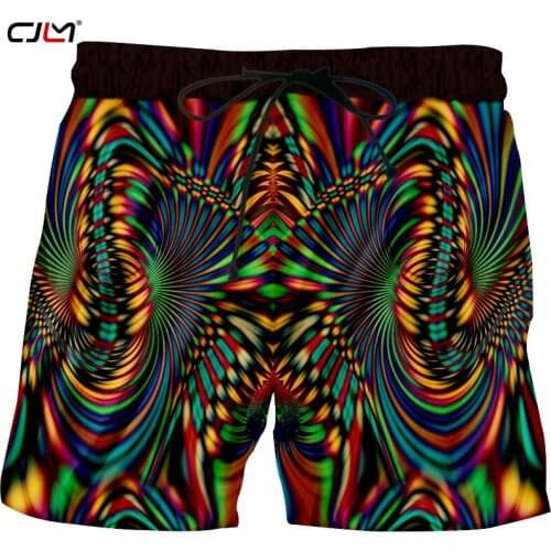CJLM Man New Hipster Shorts Mens Colored Creative Design 3D Full Printed Vortex Stripes Loose Cozy Big Size Shorts 5XL