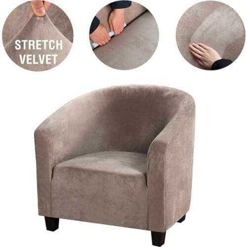 Stretch Sofa Cover Velvet Tub Chair Cover Skid Resistance Furniture Protector Stretch Fabric Super Soft Couch Slipcover