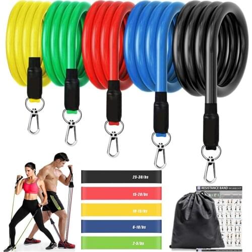 Expander Yoga Exercise Fitness Rubber Tube 16 Piece Resistance Band Set Belt Stretching Training Home Gym Exercise Elastic Draw