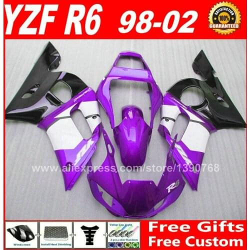 Purple Fairing kit for YAMAHA YZF R6 98 99 00 01 02 plastic L8C1 1998 1999 2000 2001 2002 fairings kits