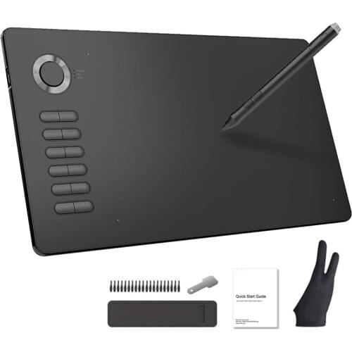 VEIKK A15 Drawing Tablet 10x6 inch Graphic Pen Pad with Battery-Free Passive Stylus 12 Shortcut Keys