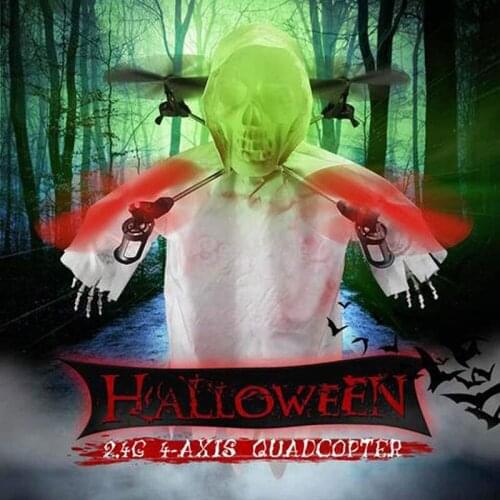 Halloween Skull RC Drone Night Flight Control Headless Mode One Key Return Lighting Flying Skull Quadcopter Funny Toys