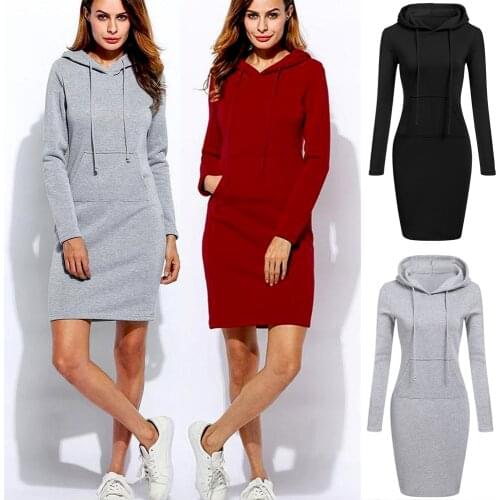 Hirigin Women Casual Dress Long Sleeve Pullover Hoodie Hooded Jumper Pockets Sweater Tops Shirt