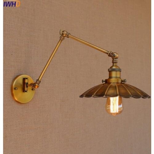 IWHD Industrial Swing Long Arm Wall Light LED Gold Copper Antique Retro Vintage Wall Lamp Loft Edison Sconce Applique Murale
