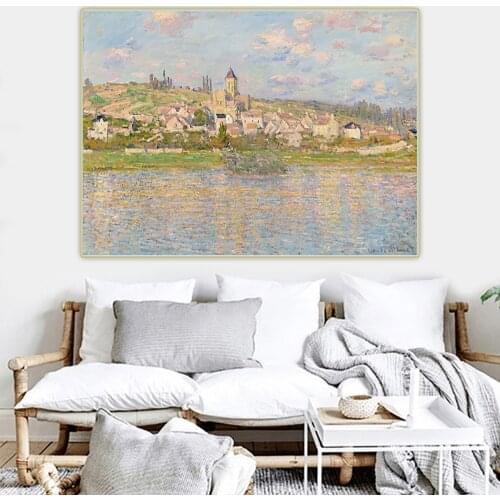 Canvas Oil Painting Claude Monet"Vetheuil"Wall Aesthetic Backdrop Western Art Decor Poster Home Living Room Interior Decoration