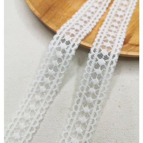 Hot Sale 4 Meters New Arrival Ivory Cotton Lace Trim Embroidered Lace Fabric for Sewing Craft Decoration 18mm Width