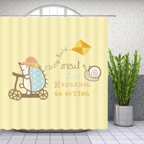 Hot Sale Cartoon Animal Child Shower Curtains Cute Funny Design Kids Bathroom Decor Waterproof Polyester Fabric Curtain Set