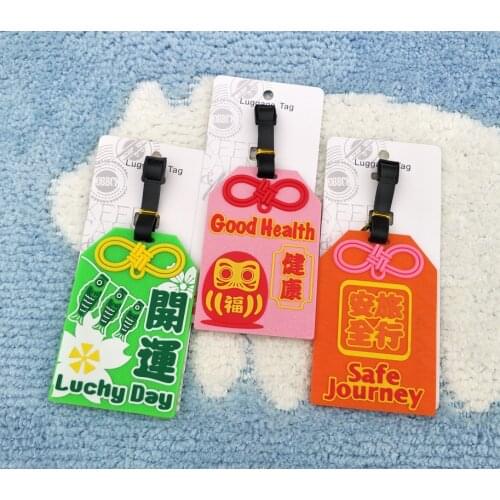 LISM Lucky Health pray Anime Travel Accessories Luggage Tag Suitcase ID Address Portable Tags Holder Baggage Label New