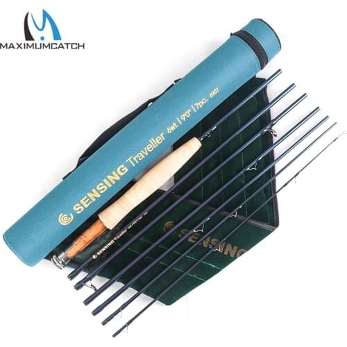Maximumcatch Fly Fishing Rod 9FT 5-8WT 7Pcs Sensing Traveller Half-well Fast Action Carbon Fiber Fly Rod with Cordura Tube