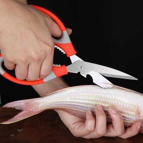 Multipurposes Kitchen Scissors 6-in-1 Stainless Steel Scissors Cutting Shears Tool For Cutting Meat Vegetables Walnut Clip