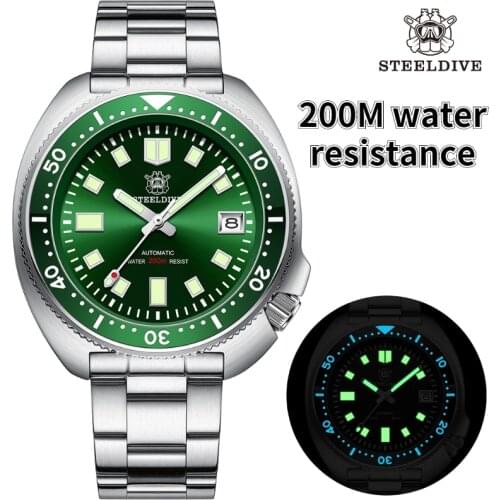 Steeldive SD1970 Mens Dive Watch NH35 Dail 200M Water Resistance Luxury Diver Automatic Mechanical Watches With Ceramic Bezel