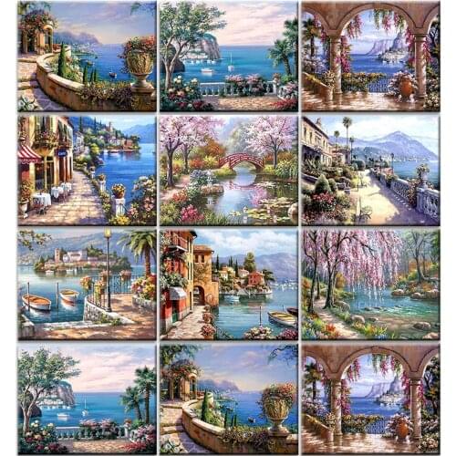Sea scenery DIY oil Painting By Numbers Kit acrylic paint by numbers art work diy Paintings art on canvas