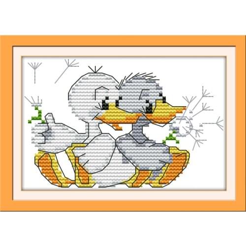 Joy Sunday Two Little Ducks DMC Animals Cross Stitch Kits 14CT 11CT Printed Embroidery DIY Handmade Needle Work Wall Home Decor